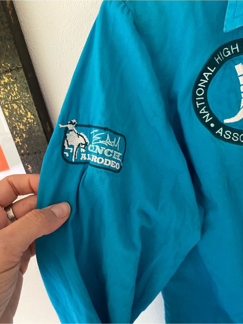 Cruel Girl Turquoise Western Logo Button-Up Shirt View 5